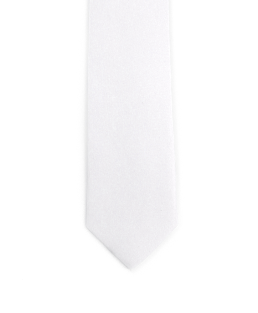 WHITE - PLAIN SATIN TIE