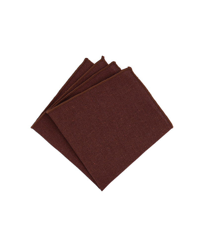 DARK BROWN - POCKET SQUARE - COTTON